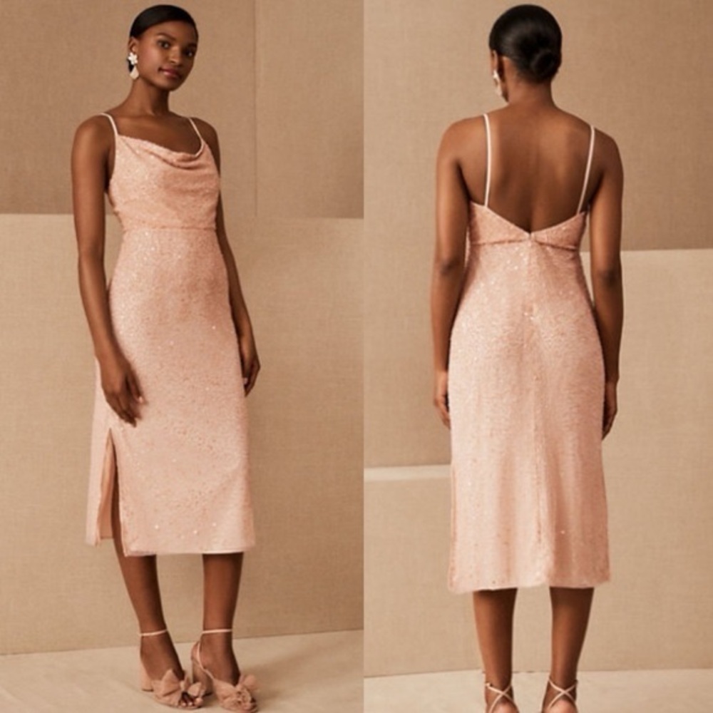 BHLDN Anthropologie - Pink Sequin Midi Dress